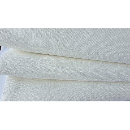 Natural whitened linen fabric LL 491, 185 g/m²